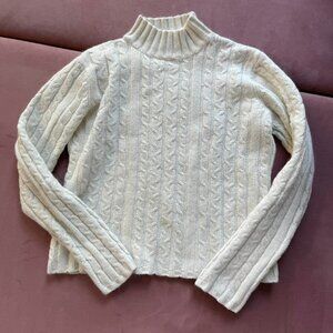 Cream Cable Knit Turtleneck Sweater